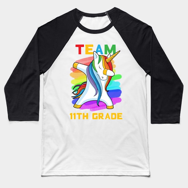 Team 11TH GRADE Unicorn Dabbing Gift Back To School Baseball T-Shirt by johnbbmerch